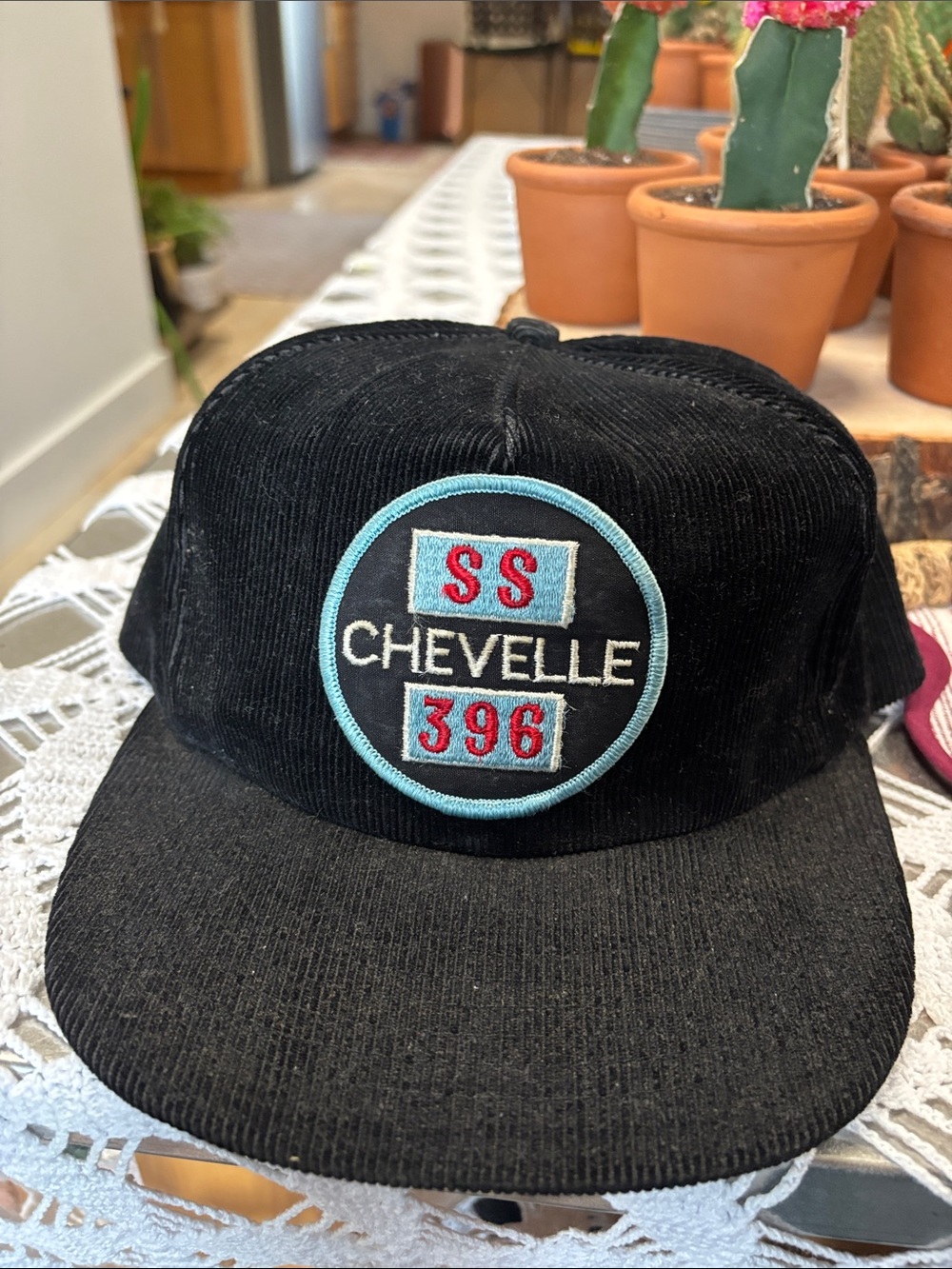 Vintage SS 396 Black Corduroy Hat